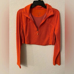 Tangerine women’s orange and black crop half zip long sleeve top size L